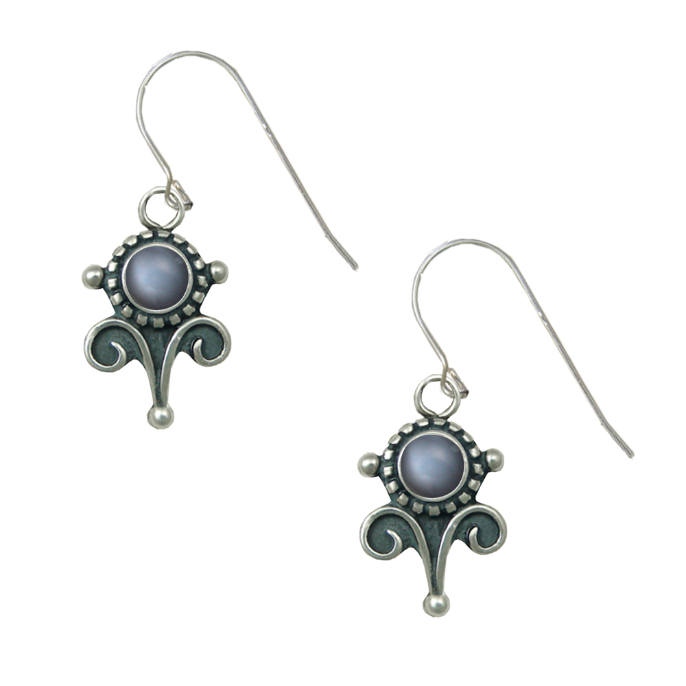 Sterling Silver Petite Grey Moonstone Gemstone Drop Dangle Earrings